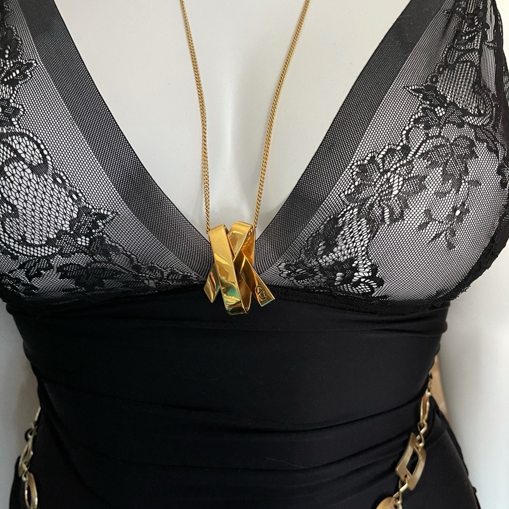 CHRISTIAN DIOR-AUTHENTIC Gold Pendant/Necklace - Picture 2 of 16